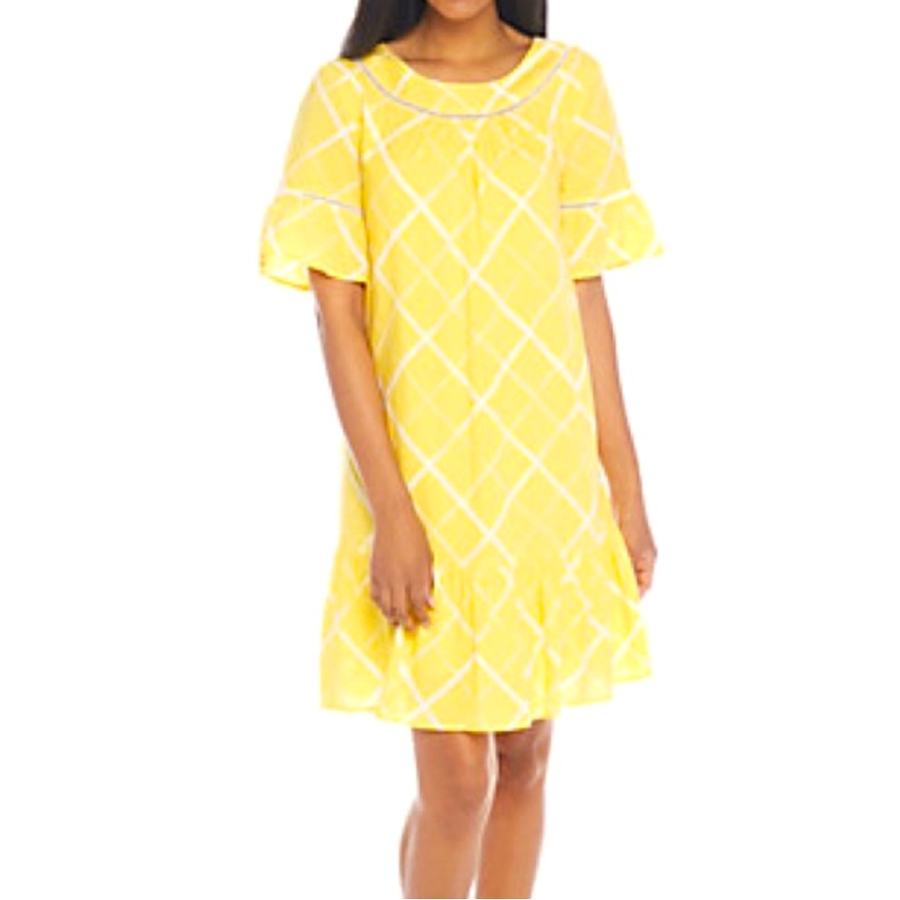 Crown & Ivy Tie Back Tile Print Women’s Eyelet Dress